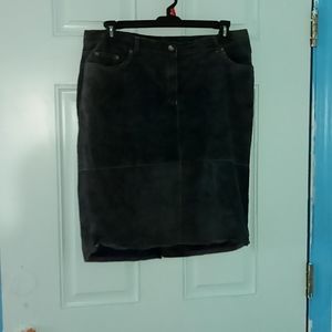 Blue suede skirt